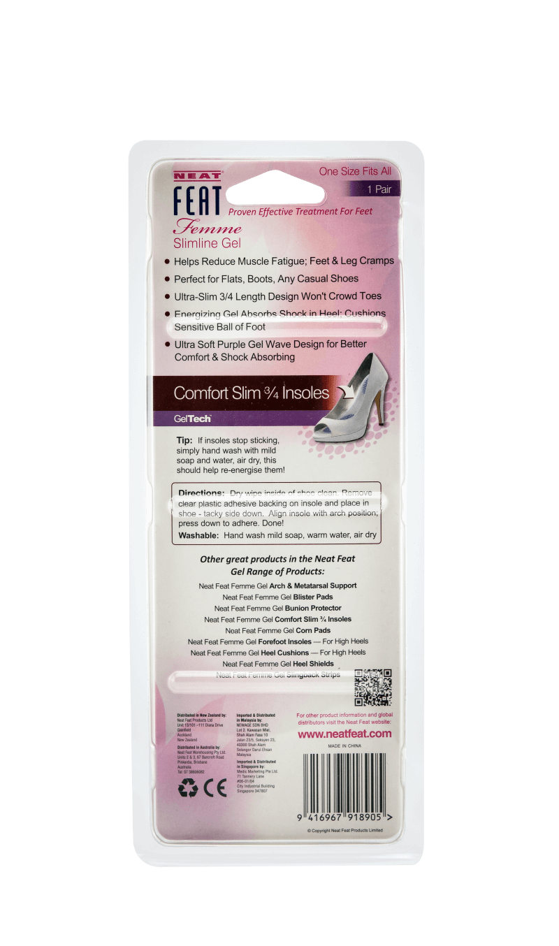 Neat Feat Gel Femme 3/4 Comfort Slim Insole For Pain Relief - Neat Feat Foot & Body Care