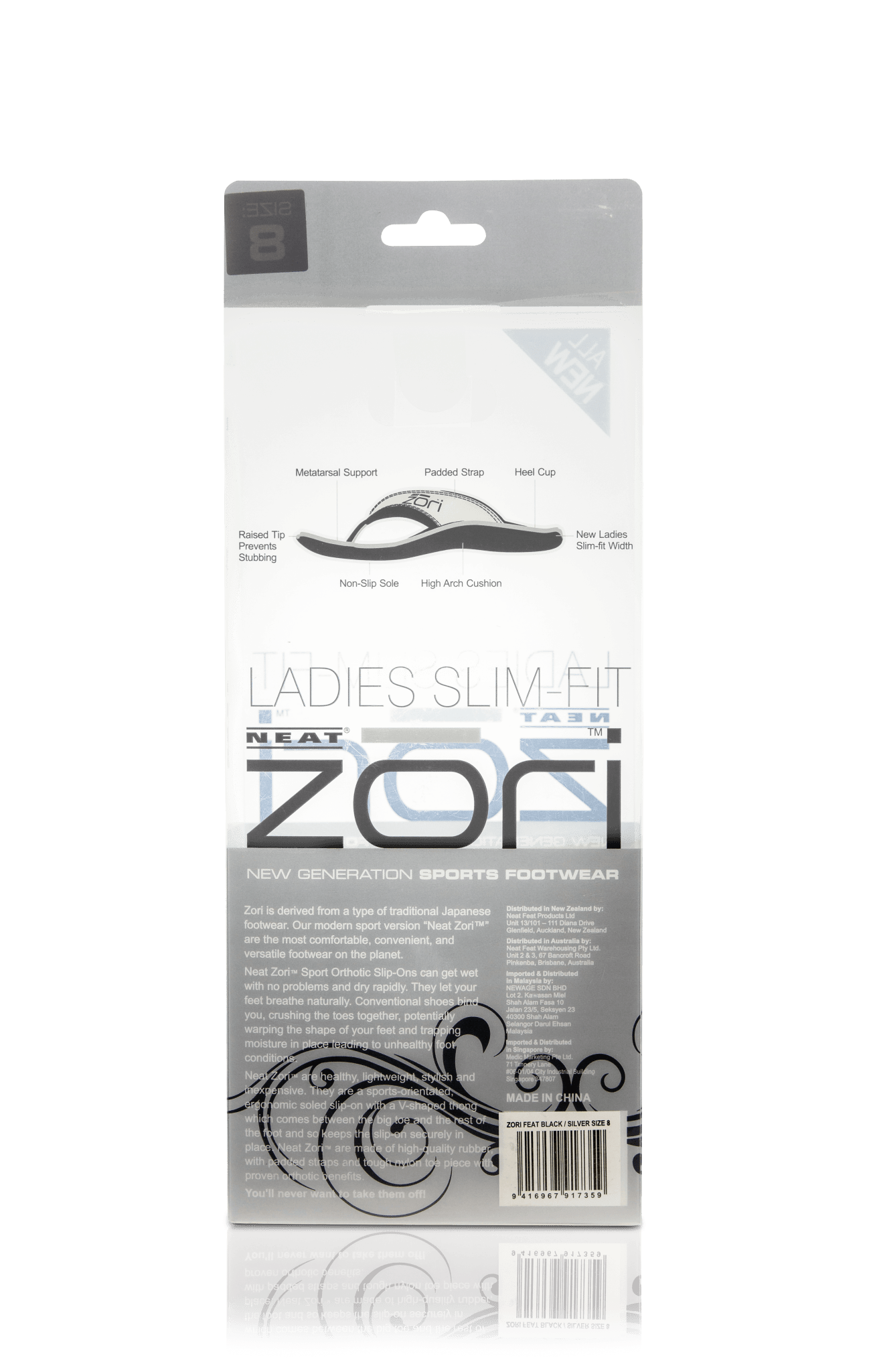 Neat Zori Female Black/Silver Water Resistant, Healthy, and Comfortable - Neat Feat Foot & Body Care