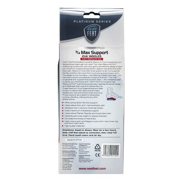 Platinum Series Maximum Foot Support 3/4 Insole - Neat Feat Foot & Body Care