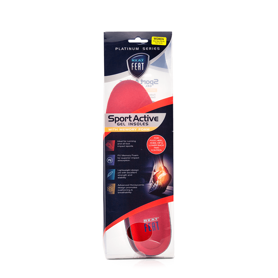 Platinum Sport Active Gel Insoles With Memory Foam For All Day Comfort and High Shock Absorption - Neat Feat Foot & Body Care